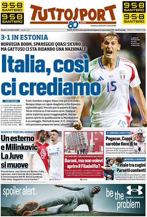 Prima pagina Tuttosport di oggi - Quotidiano sport