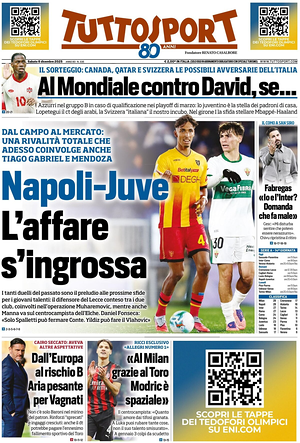 Prima pagina Tuttosport di oggi - Quotidiano sport