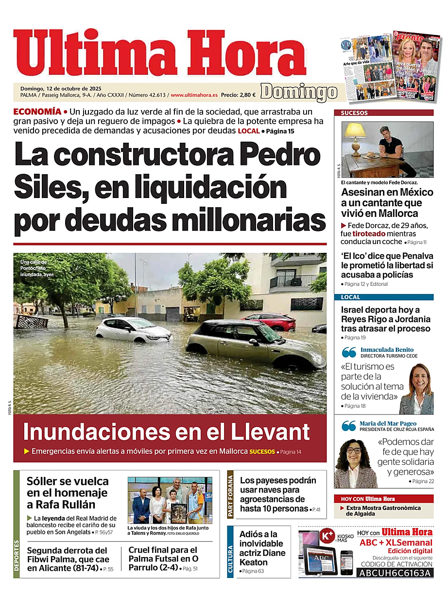 Prima pagina Ultima Hora di oggi - Edicola 12 Ottobre 2025