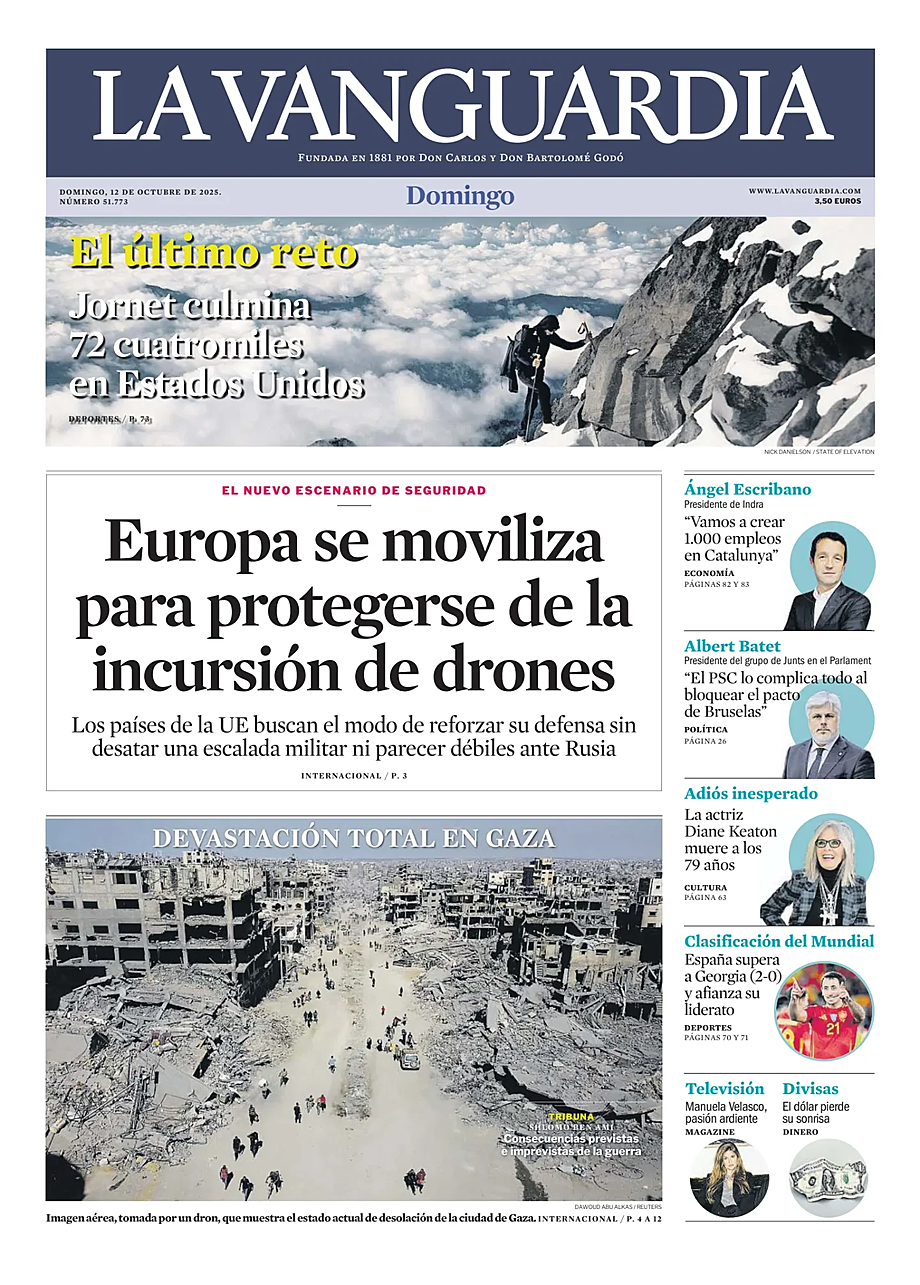 Prima pagina La Vanguardia di oggi - Edicola 12 Ottobre 2025