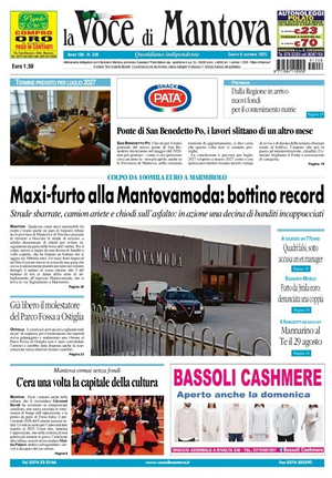 Prima pagina La Voce di Mantova di oggi - Quotidiano regionale